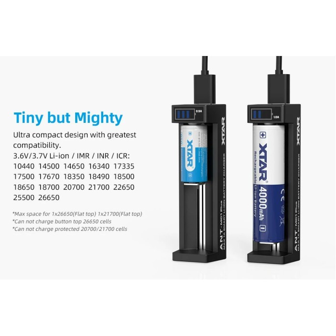 XTAR ANT MC1 Plus (USB-C) Li-Ion 0.5A 1.0A Battery Charger