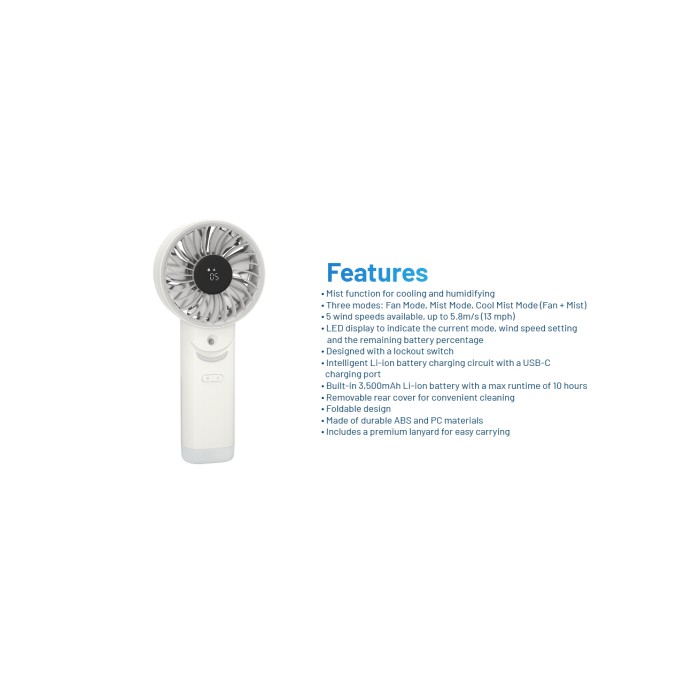 Nitecore izzCool 30 Portable Foldable Handheld Air Conditioner Mist Fan