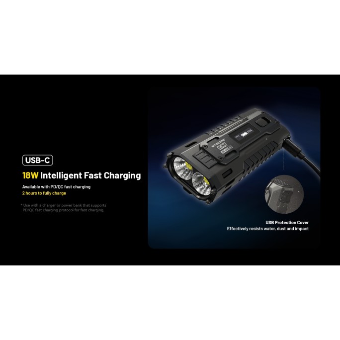 Nitecore EDC37 NiteLab UHi 20 MAX LED 8000 Lumens High Performance EDC USB Rechargeable Flashlight