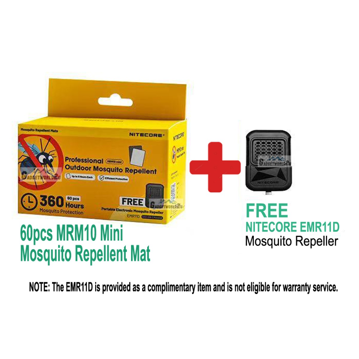 Nitecore MRM10 mini Mosquito Repellent Mats (60pcs/box) + FREE EMR11D USB-C Mosquito Repeller